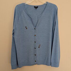 Sky Blue merino wool button detail cardigan XL EUC no brand, tag snipped